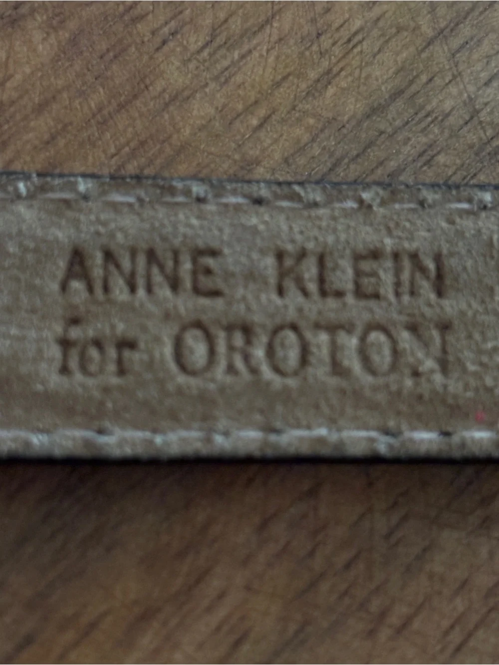 Vintage Anne Klein for Oroton Skinny Logo Belt Black Leather - hard to find! - L